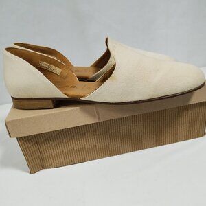 VTG UNISA Tan Beige Canvas Leather Sole Flat Slip On 10 B